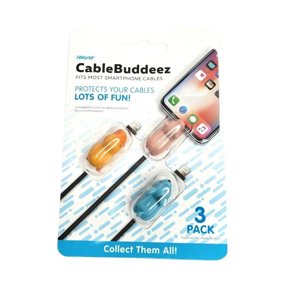 3 Pack Cable Buddeez Smartphone Cable Organizer Protector Duck Mouse Piggy
